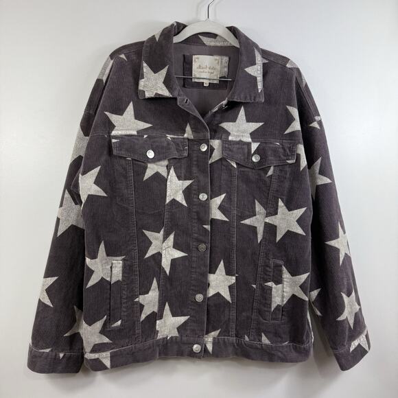 Altar'd State Star Struck Gray Corduroy Jacket Small Oversized Classic Trucker - Picture 9 of 11